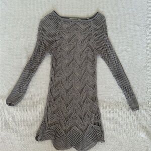 Chic Long Sleeve Knit Dress in Gray